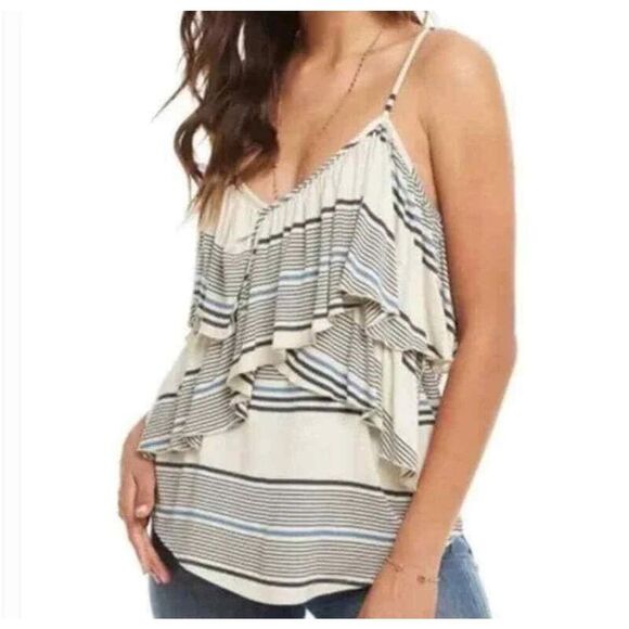 Chaser NWT Grey Crossover Ruffle Cami Tank Top Heather Revolve S Small - Picture 2 of 2